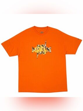 Vintage Recon Mens Orange Spray Cap Logo Short Sleeve Shirt Size XL Futura Stash